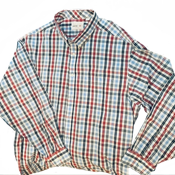Roundtree and Yorke Gold Label -Blue, Red, Navy and White Plaid 2X Button Down - Picture 1 of 5